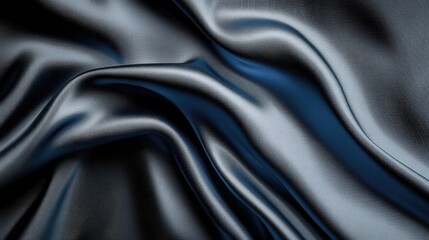Fototapeta premium Elegant Blue Satin Fabric Textile with Soft Waves and Luxurious Texture Ideal for Fashion, Backgrounds, and Design Projects
