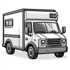 White delivery van with refrigeration unit.