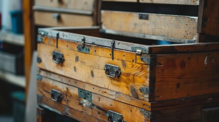 Charming Vintage Wooden Drawers adorned with Beautiful Antique Hardware and Craftsmanship