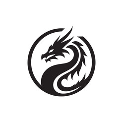 Black dragon head circle logo.