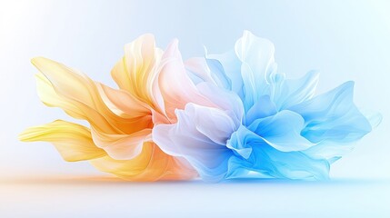 Abstract colorful flowing fabric sculpture.