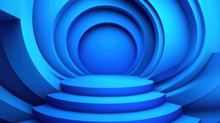 Obraz premium Abstract Blue Circular Stage Design Three Dimensional Rendering