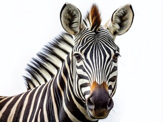 Fototapeta premium Isolated Zebra Portrait Photography: Stunning Wildlife Close-up Image
