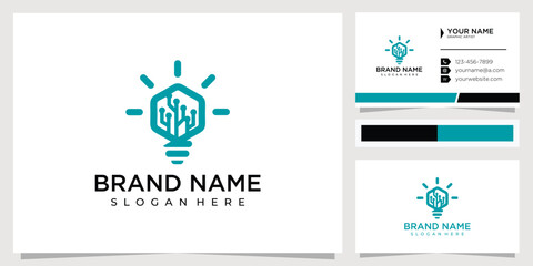 Modern Tech Bulb logo designs concept, data Technology Bulb Idea logo template