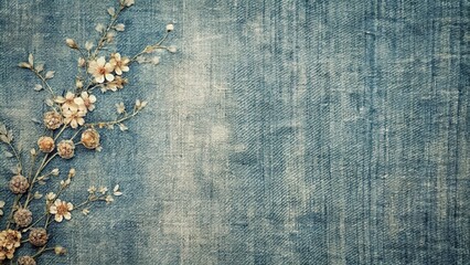 Dried Flowers on Distressed Denim Background A Rustic, Vintage Aesthetic