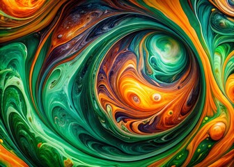 Abstract Marble Swirls - Green, Orange, Purple -  Dynamic Design