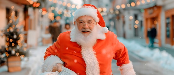 Merry Christmas and Happy New Year concept holiday vacation winter greeting card with text