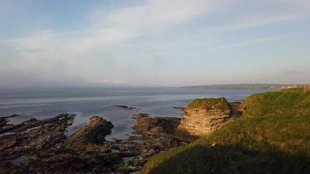 Scenic coastal view along Victoria Walk in Thurso, Scotland