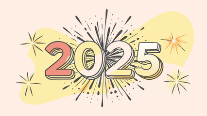 2025 Happy New Year Greeting Card Illustration