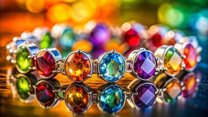 Colorful Gemstone Bracelet Tilt-Shift Photo, Jewelry, Gemstones, Fashion