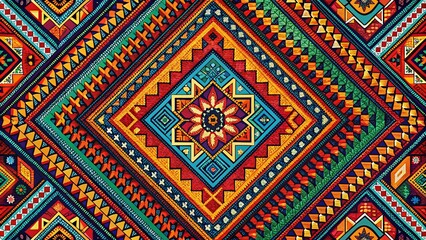 Colorful Tribal Pattern Fabric Design Print, Ethnic Art, Digital Textile