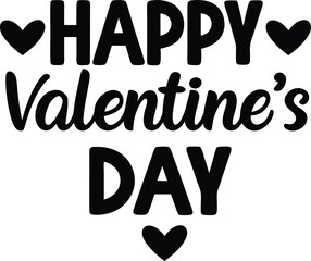 happy valentines day text vector silhouette