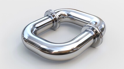 Sleek and modern metallic chrome circular loop abstract geometric engineering design form  Minimalist and industrial technological 3D rendered image