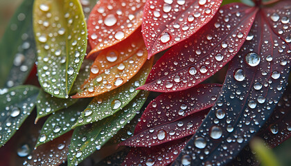 water drops on a leaf after the rain