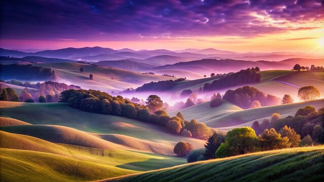 Lavender Fields Wallpaper, Purple Landscape, Violet Nature Background, Scenic Purple Scenery, Dreamy Purple Hills