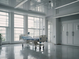 Elegant White Beautiful Blurred Hospital Interior