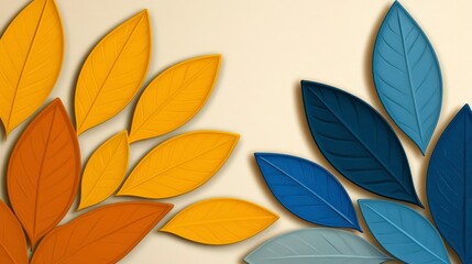 Obraz premium Abstract Autumn and Winter Leaf Design - Warm and Cool Tones