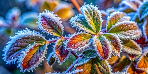 Frozen Garden Plants Macro Closeup Nature