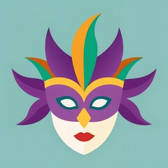 Obraz premium Happy carnival festive concept with musical trumpet mask. Carnival mask. Vector illustration
