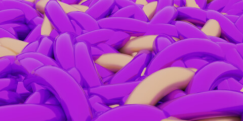 Linear abstract background, 3D Objects in perspective, objects in motion. 3d render.