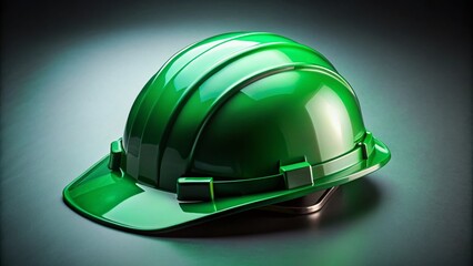 Fototapeta premium Green Engineer Helmet, Professional, Copy Space, Safety, Industry