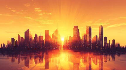 Fototapeta premium sunset over the city