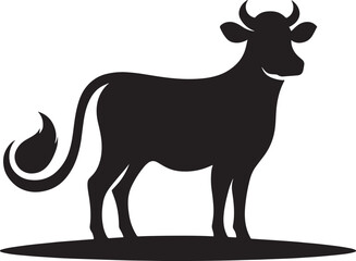 Black silhouette of a cow.