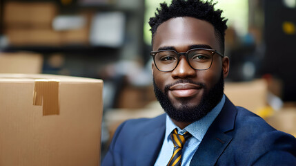 Portrait of a Confident Businessman in a Warehouse Setting