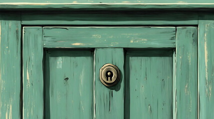 Rustic Green Wood Door Illustration