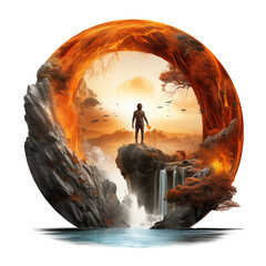 man standing in portal