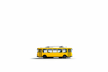 Yellow Trolleybus, A Vibrant Public Transit Vehicle Isolated on White Background
