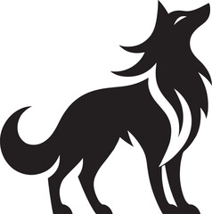 Black silhouette of a howling wolf.