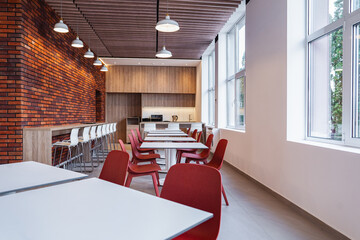 A modern empty canteen in an office building