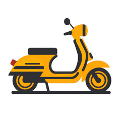 Obraz premium yellow icon of Scooter isolated on a transparent background Minimalist flat icon, vector logo style sign clipart on a no background png