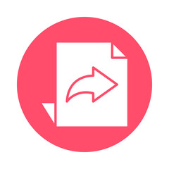 Pink circle with a white document icon. A curved arrow inside the document points to the right, symbolizing sharing or exporting a file.  Simple, modern design.
