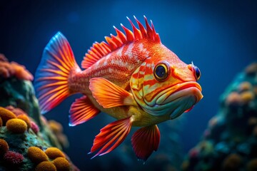 Fototapeta premium Underwater Wonder: Red Orange Fish Close-Up