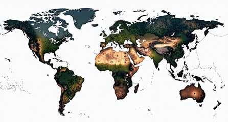 World Map Vector Illustration - Earth Silhouette - High Detailed Flat Outlined Map - Design Template