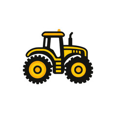 Obraz premium yellow icon of Tractor isolated on a transparent background Minimalist flat icon, vector logo style sign clipart on a no background png