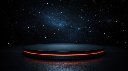 Illuminated Platform Against A Starry Night Sky Background