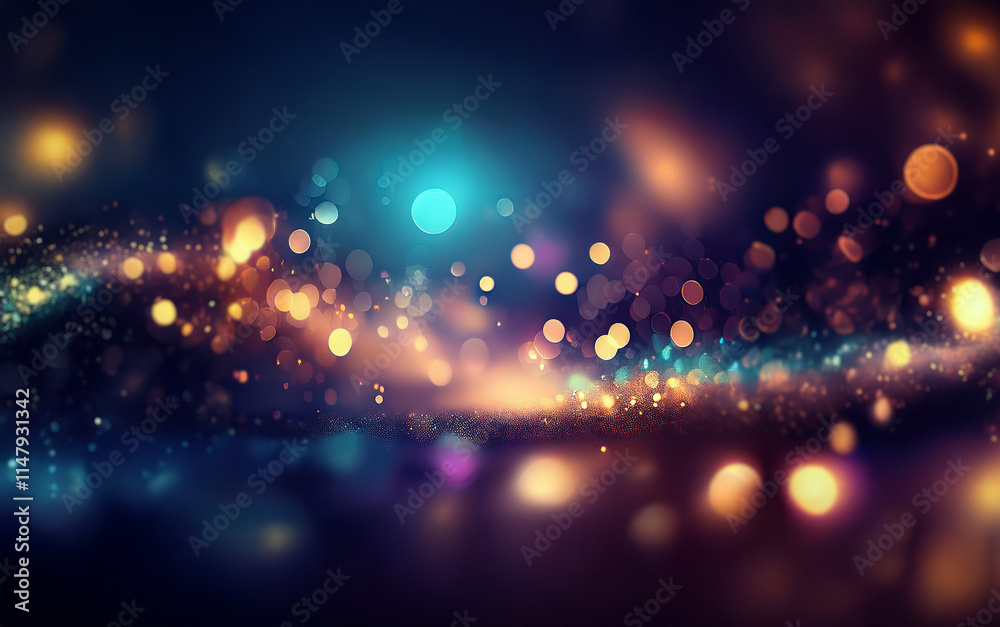 Aufkleber Abstract background with blurred lights and bokeh effect.