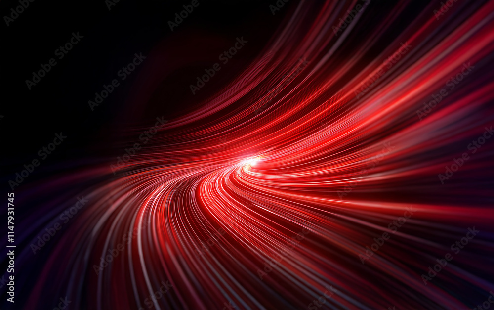 Poster abstract swirling red lines of light in the dark.