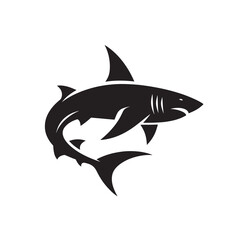 Black stylized shark silhouette.