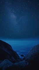 Starry Night Sky Over Coastal Cliffs And Ocean