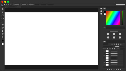 ウィンドウ ベクターフレーム インターフェイス UI 画像編集ソフト Photoshop風 素材 (16:9 .AI)