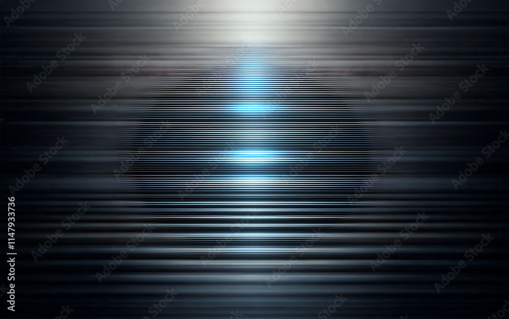 Poster abstract background with horizontal streaks of light and dark tones, a glowing blue light in the cen