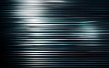 Fototapeta premium Abstract background with horizontal lines and a light source in the top center. The image is dark with a hint of blue and silver.