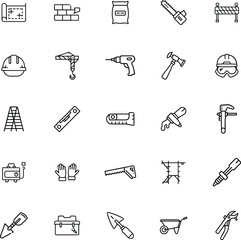 Construction Icons Tools, Materials, and Safety Equipment Set
