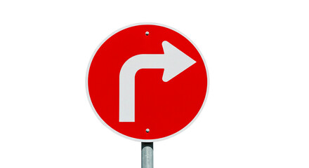 traffic sign of turn right isolated on transparent background