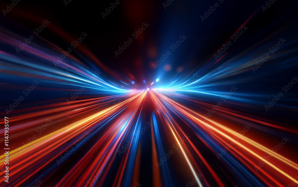 Aufkleber Abstract depiction of light trails converging towards a point in the distance, creating a sense of rapid movement and energy.
