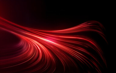 Abstract red lines swirl and flow, creating a dynamic and energetic composition on a dark background.